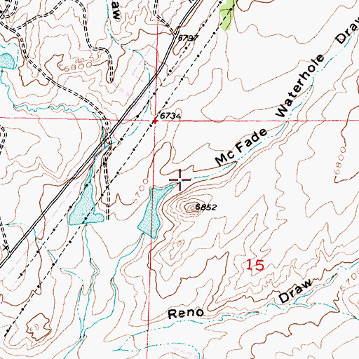 Topographic Map of McFade Waterhole Draw, WY