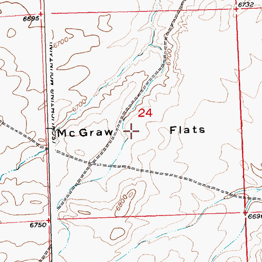 Topographic Map of McGraw Flats, WY