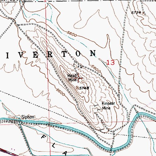 Topographic Map of Mead Mine, WY