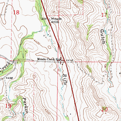 Topographic Map of Meade Creek School, WY