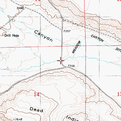 Topographic Map of Meadow Canyon Ditch, WY