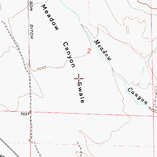 Topographic Map of Meadow Canyon Swale, WY