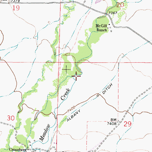 Topographic Map of Meadow Creek, WY
