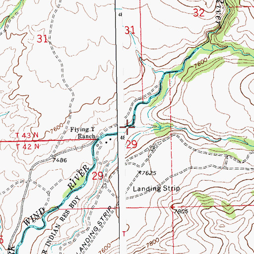 Topographic Map of Meadow Creek, WY