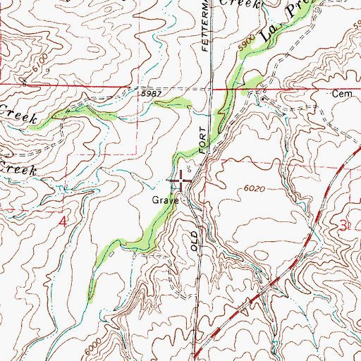 Topographic Map of Meadow Creek, WY