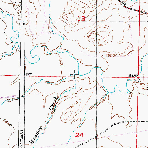 Topographic Map of Meadow Creek, WY
