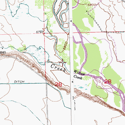 Topographic Map of Meadow Creek, WY