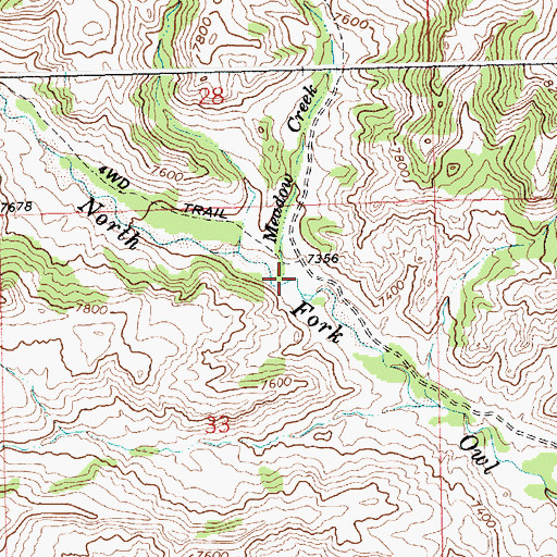 Topographic Map of Meadow Creek, WY