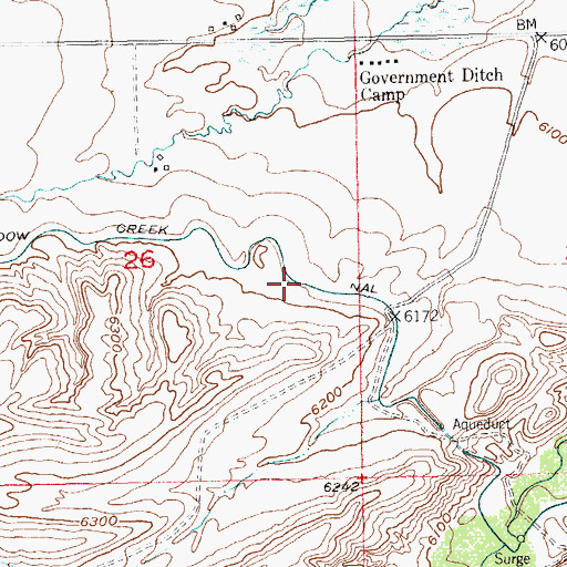 Topographic Map of Meadow Creek Canal, WY