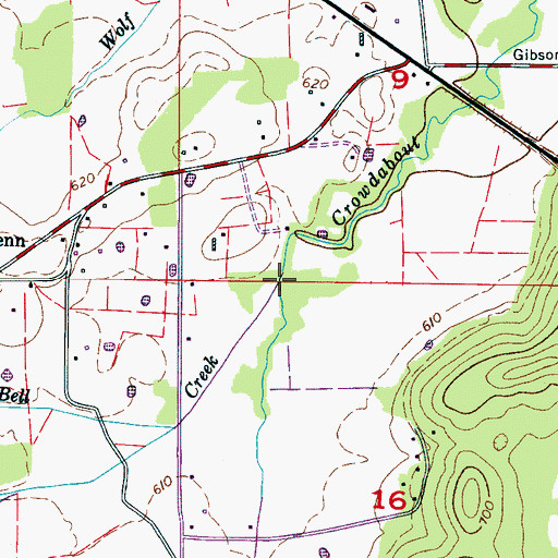 Topographic Map of Bell Creek, AL