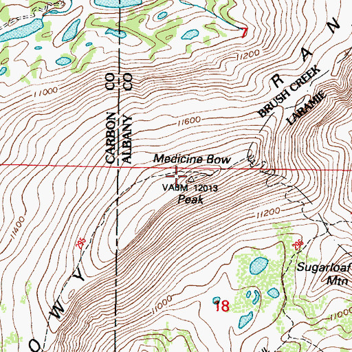 Topographic Map of Medicine Bow Peak, WY