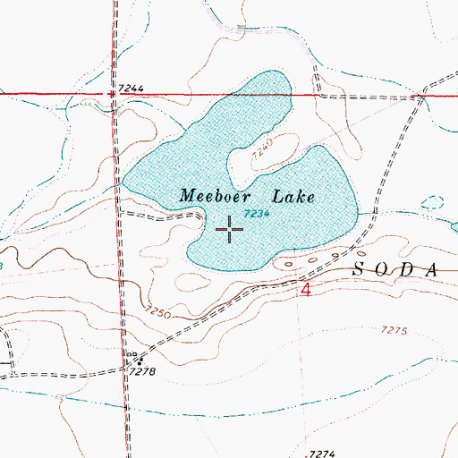 Topographic Map of Meeboer Lake, WY