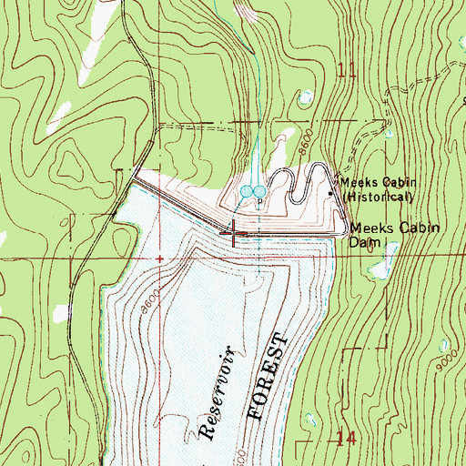 Topographic Map of Meeks Cabin Dam, WY