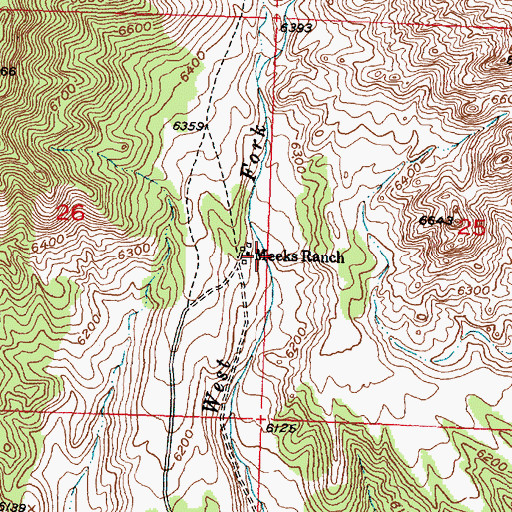 Topographic Map of Meeks Ranch, WY