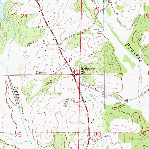 Topographic Map of Bellview Baptist Church, AL