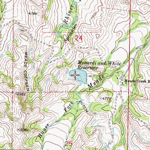 Topographic Map of Menardi and White Reservoir, WY
