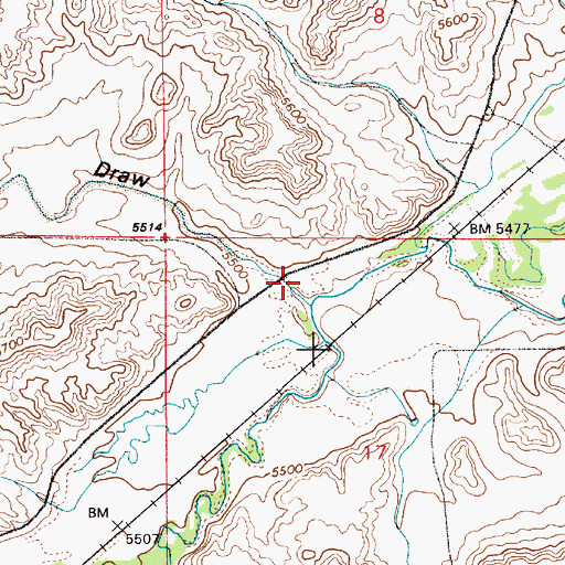 Topographic Map of Mendenhal Draw, WY
