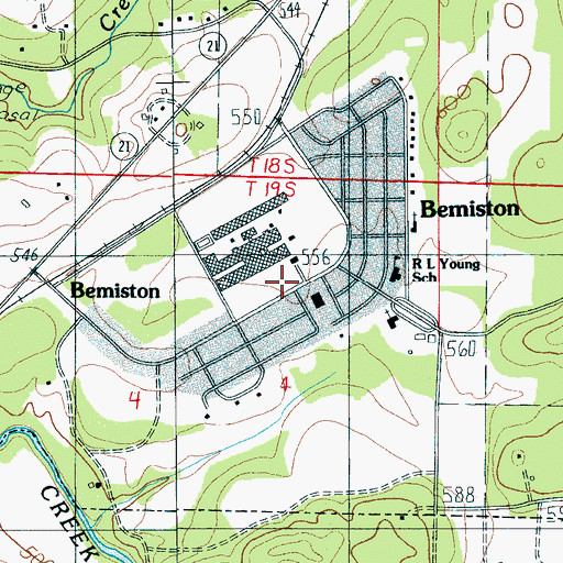 Topographic Map of Bemiston, AL