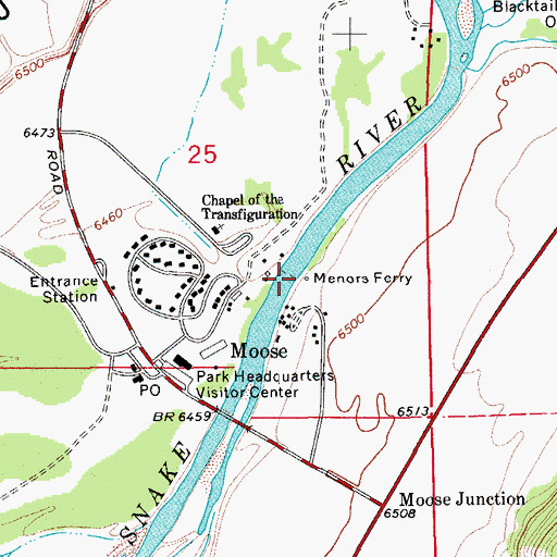 Topographic Map of Menors Ferry, WY