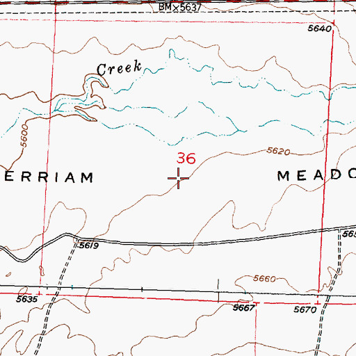 Topographic Map of Merriam Meadows, WY
