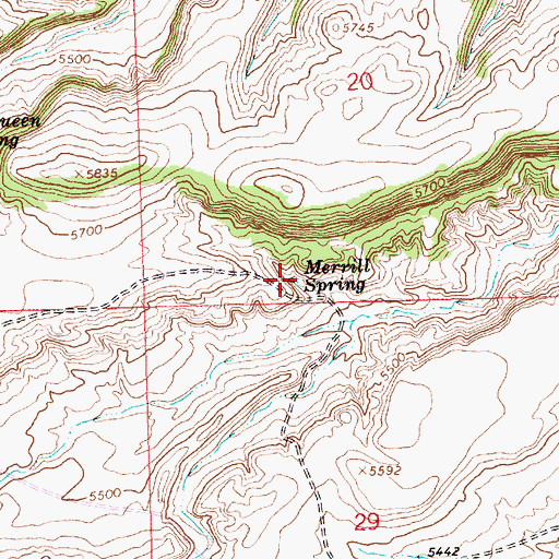 Topographic Map of Merrill Spring, WY
