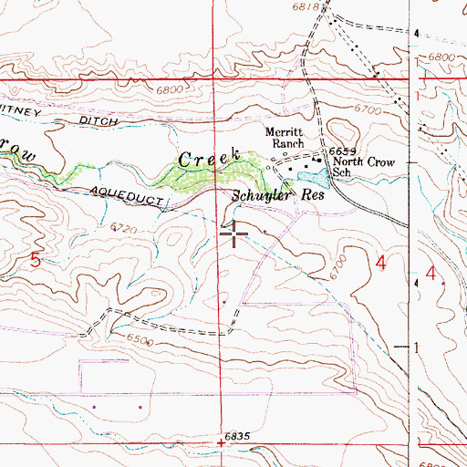Topographic Map of Merritt Ranch, WY