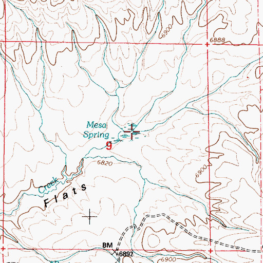 Topographic Map of Mesa Spring, WY