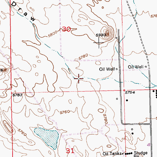 Topographic Map of Mexican Draw, WY