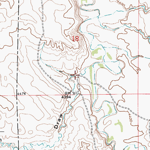 Topographic Map of Mexican Draw, WY