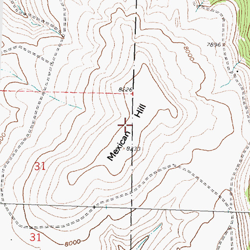 Topographic Map of Mexican Hill, WY