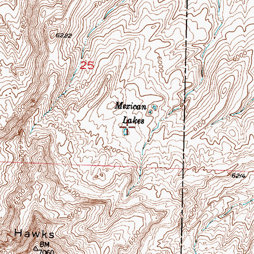 Topographic Map of Mexican Lakes, WY