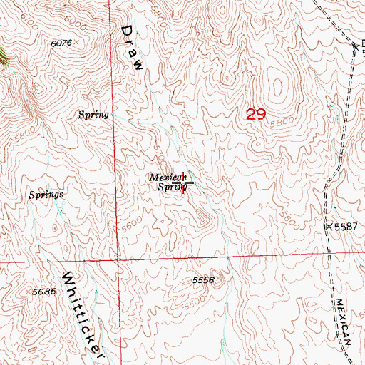 Topographic Map of Mexican Spring, WY