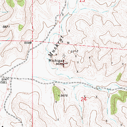 Topographic Map of Michigan Mine, WY