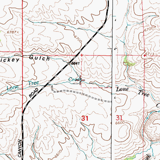Topographic Map of Mickey Gulch, WY