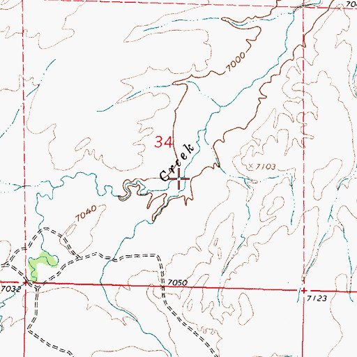 Topographic Map of Middlewood Creek, WY
