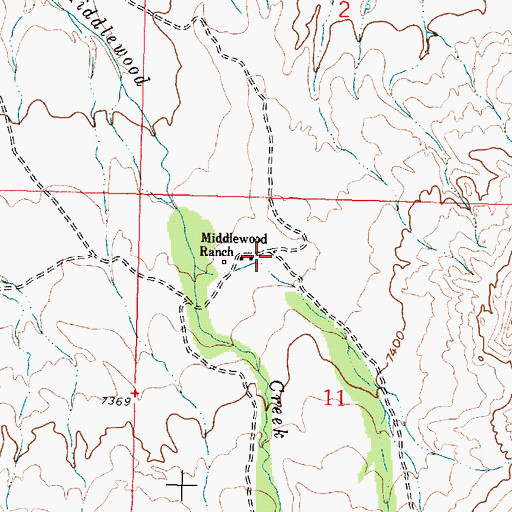 Topographic Map of Middlewood Ranch, WY