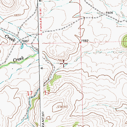 Topographic Map of Middle Branch Middle Fork Owl Creek, WY