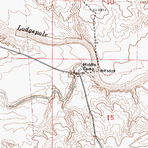 Topographic Map of Middle Camp, WY