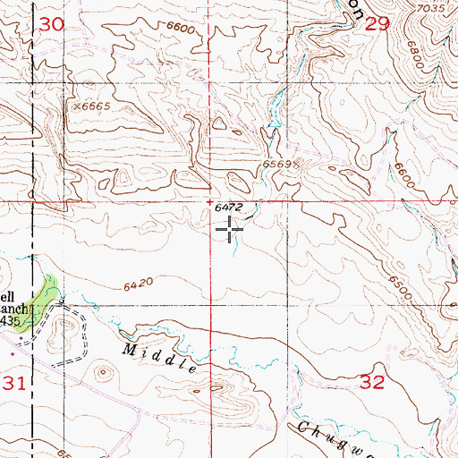 Topographic Map of Middle Canyon, WY
