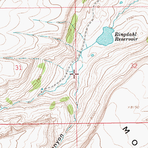 Topographic Map of Middle Canyon, WY