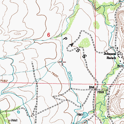 Topographic Map of Middle Creek, WY