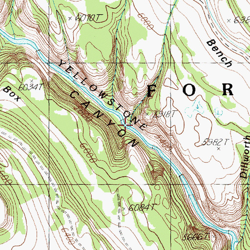 Topographic Map of Middle Creek, WY