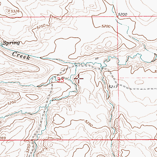 Topographic Map of Middle Creek, WY