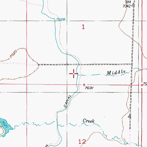 Topographic Map of Middle Creek, WY