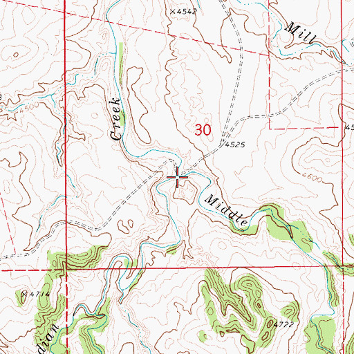 Topographic Map of Middle Creek, WY