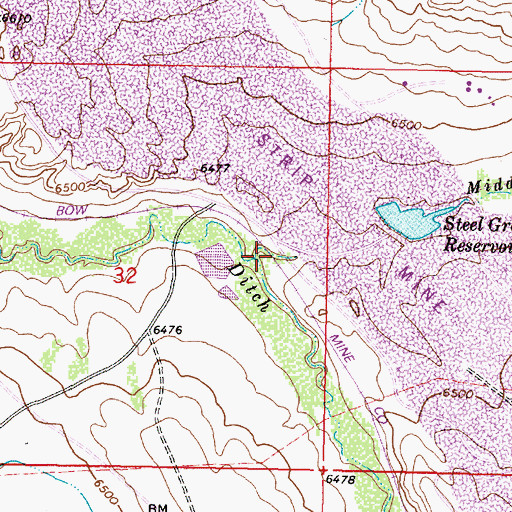 Topographic Map of Middle Ditch, WY