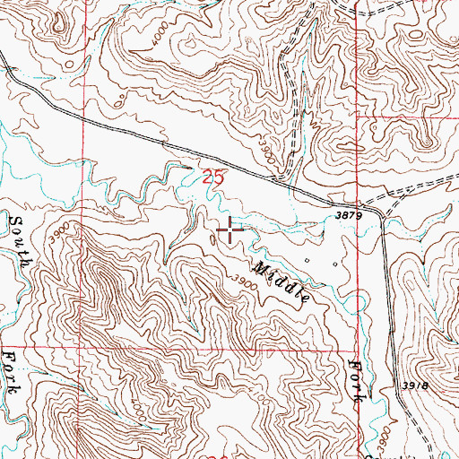 Topographic Map of Middle Fork Badger Creek, WY