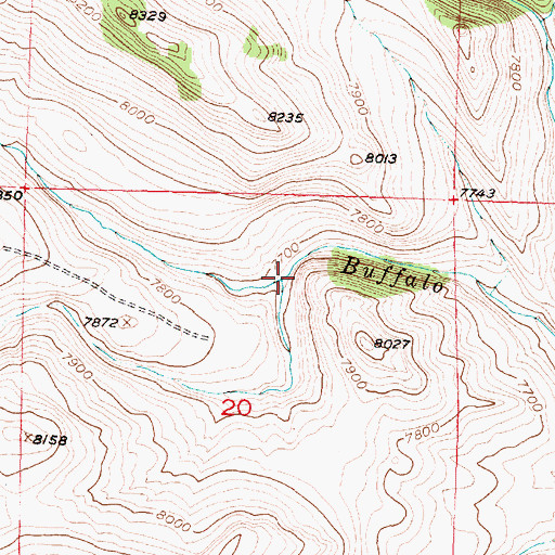 Topographic Map of Middle Fork Buffalo Creek, WY