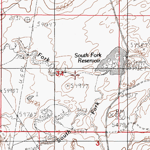 Topographic Map of Middle Fork Dry Fork Cheyenne River, WY
