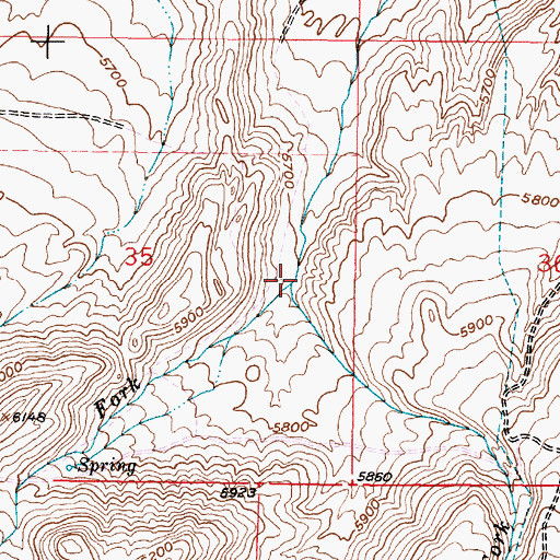 Topographic Map of Middle Fork Elkhorn Creek, WY